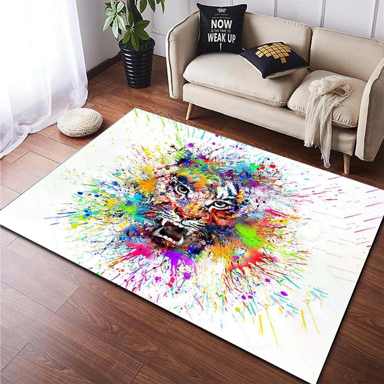 Tapis tigre pour chambre enfant créant un coin jeu doux 120x160