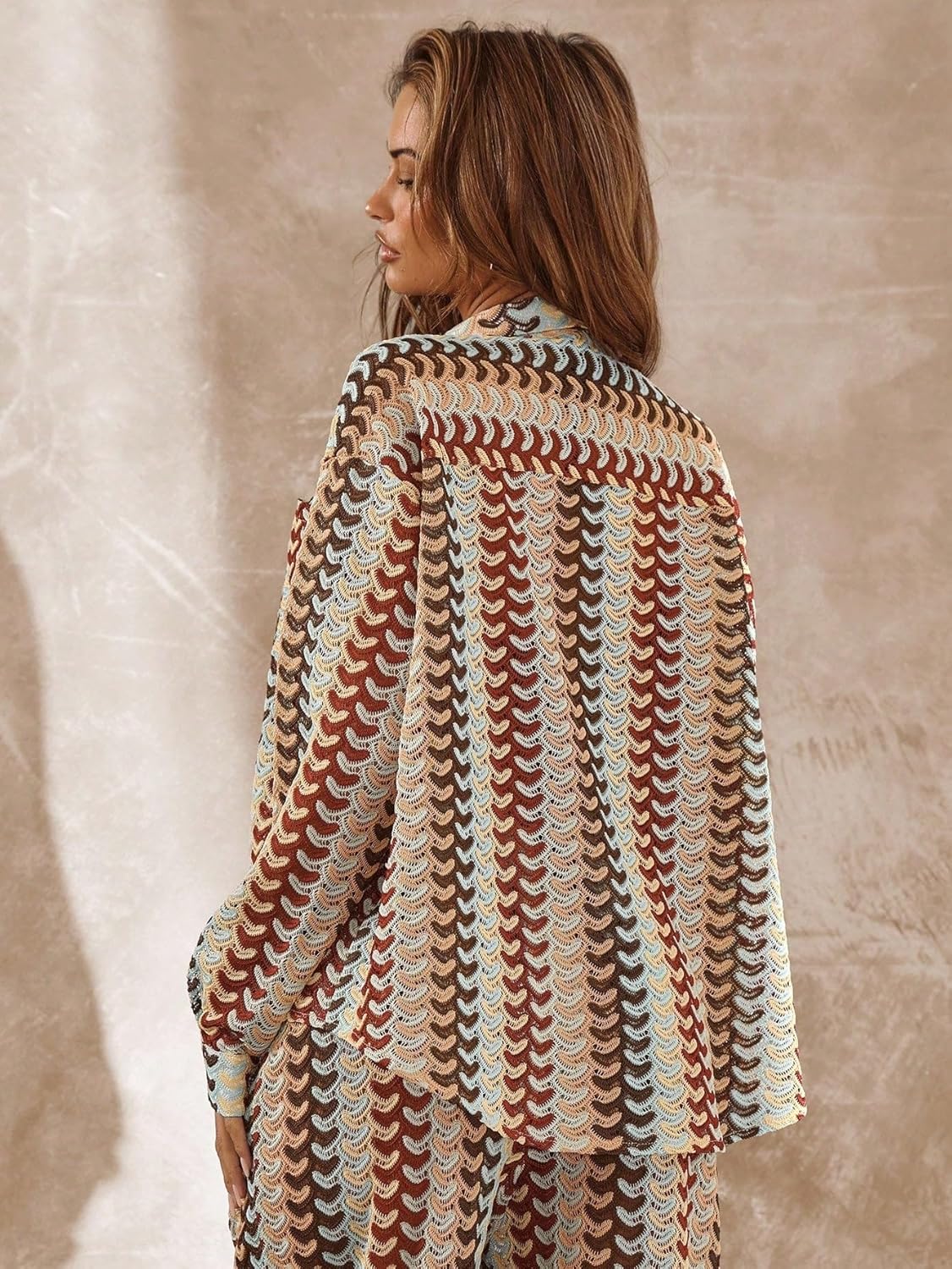 Womens Patterned Long Sleeve Kimono Cute Sexy Summer Beach Swimwear Cover Up Stripe Fall Spring cover ups for swimwear