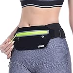 UShake Slim Running Belt, Ultra Light Bounce Free Waist Pouch Fitness Workout Belt Sport Waist Pack Exercise Waist Bag for Apple iPhone 8 X 7 6+ 5s Samsung in Running Gym Marathon Cycling(04BK)