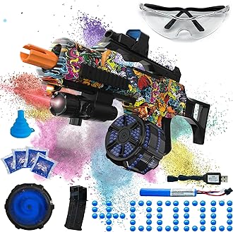 Electric Gel Ball Blaster, High Speed Automatic Splatter Ball Blaster with 40000+ and Goggles, JIFTOK Rechargeable Splatter Ball Toys for Outdoor Activities Shooting Game Party Favors-Mix Skull