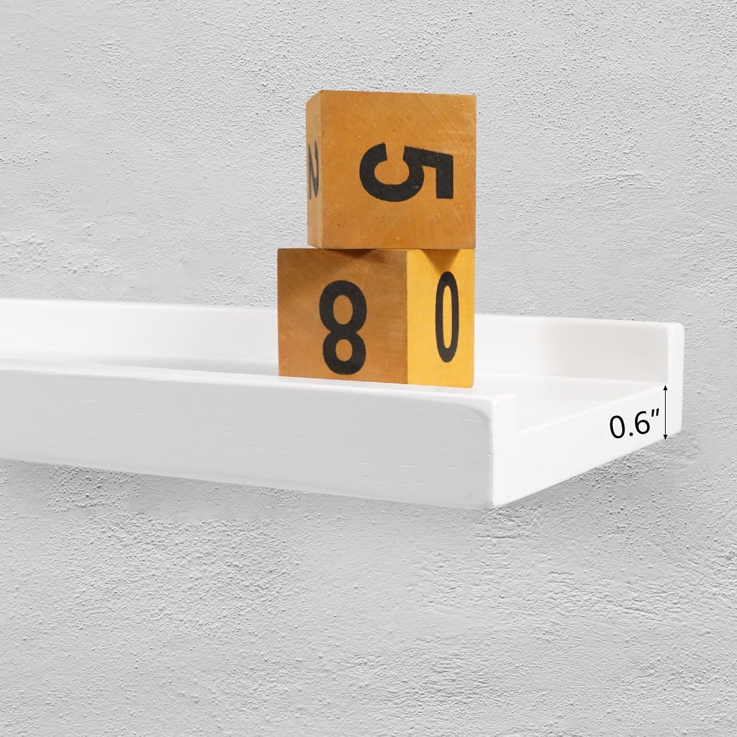 12 Inch Floating Shelves Wall Mounted, Solid Wood Wall Shelves for Decor and Storage, Picture Ledge Shelf for Bedroom/Bathroom/Living Room/Kitchen/Laundry Room, White Color, 12*4*1.5, 2 Pack