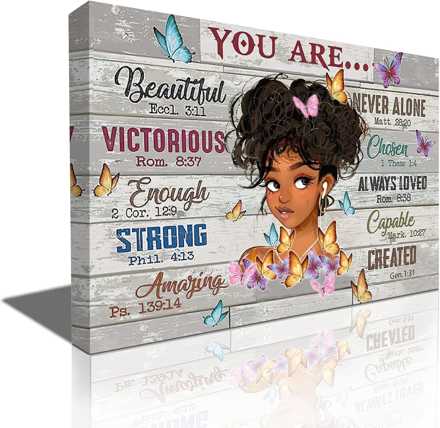 Amazon.com: AUIGXYAK African American Wall Art Black Girl Butterfly God ...