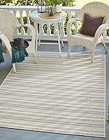 Vista 21 de Unique Loom Outdoor Striped Collection Alfombra de área - Maia (2' 2" x 3' 1" Rectángulo, Beige/Marfil)