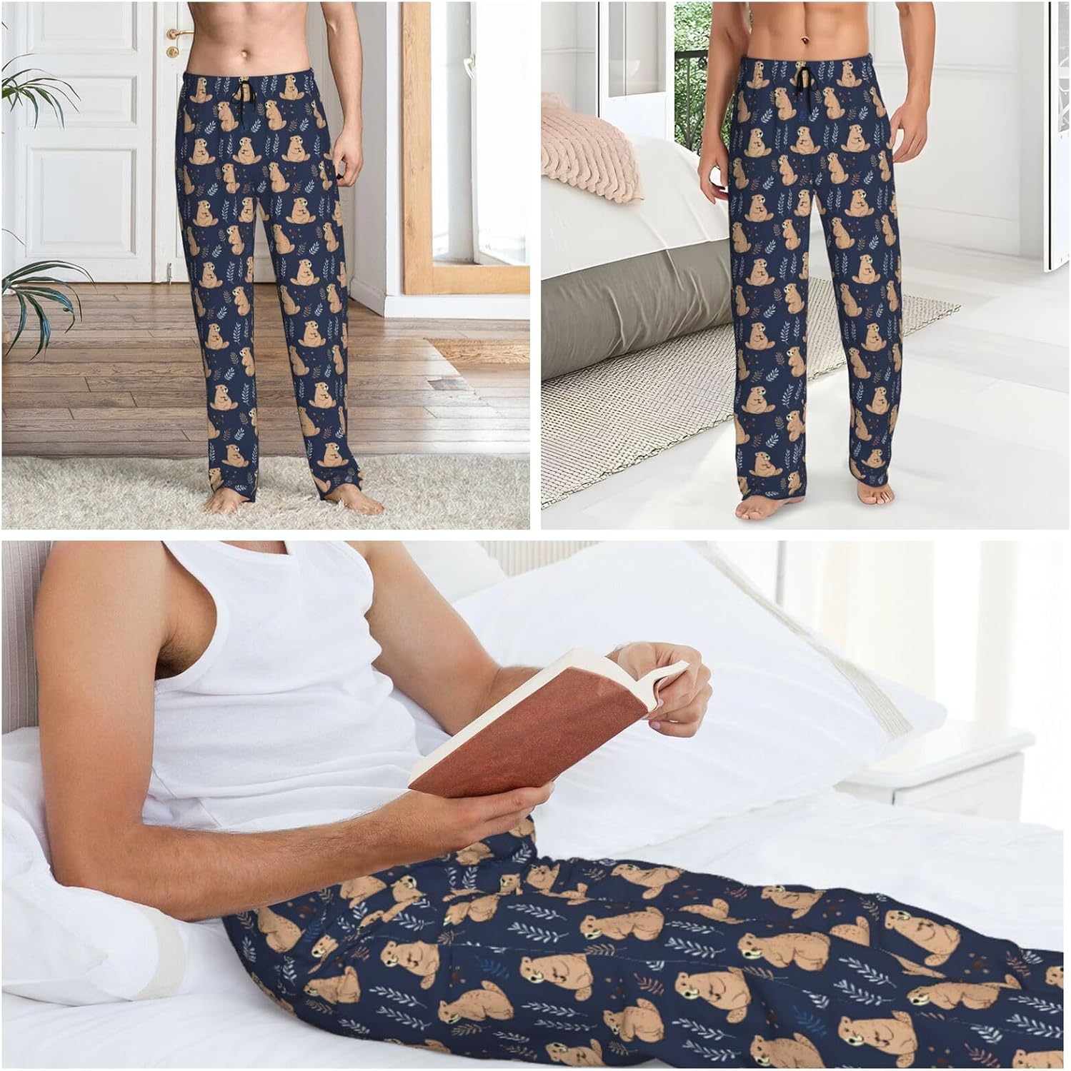 Men's Pajama Pants Pjs Bottoms With Pockets Sleep Lounge Pants For Men - Image 6