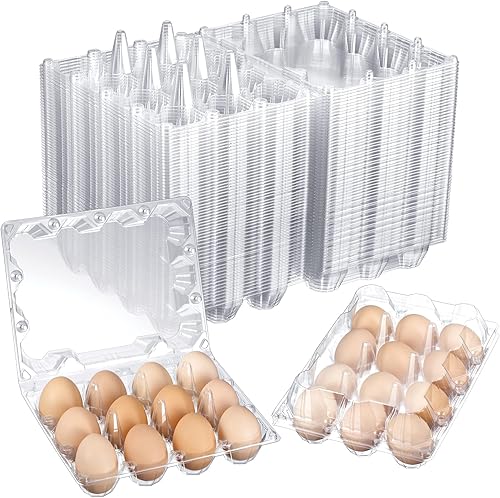 Zubebe 200 cajas de cartón de plástico transparente para huevos, bandeja vacía para pollo a granel que se sostiene de forma segura para granja,