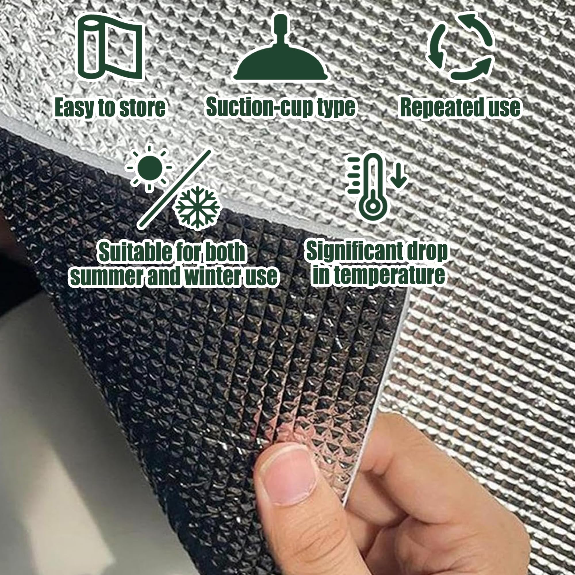 Wärmeisolierung Aluminisierte Isolierfolie 78 x 140 cm Blickdicht Sichtschutz Wärmeisolierung Ohne Bohren für Dachfenster Heimbüro Wohnmobil, Silber