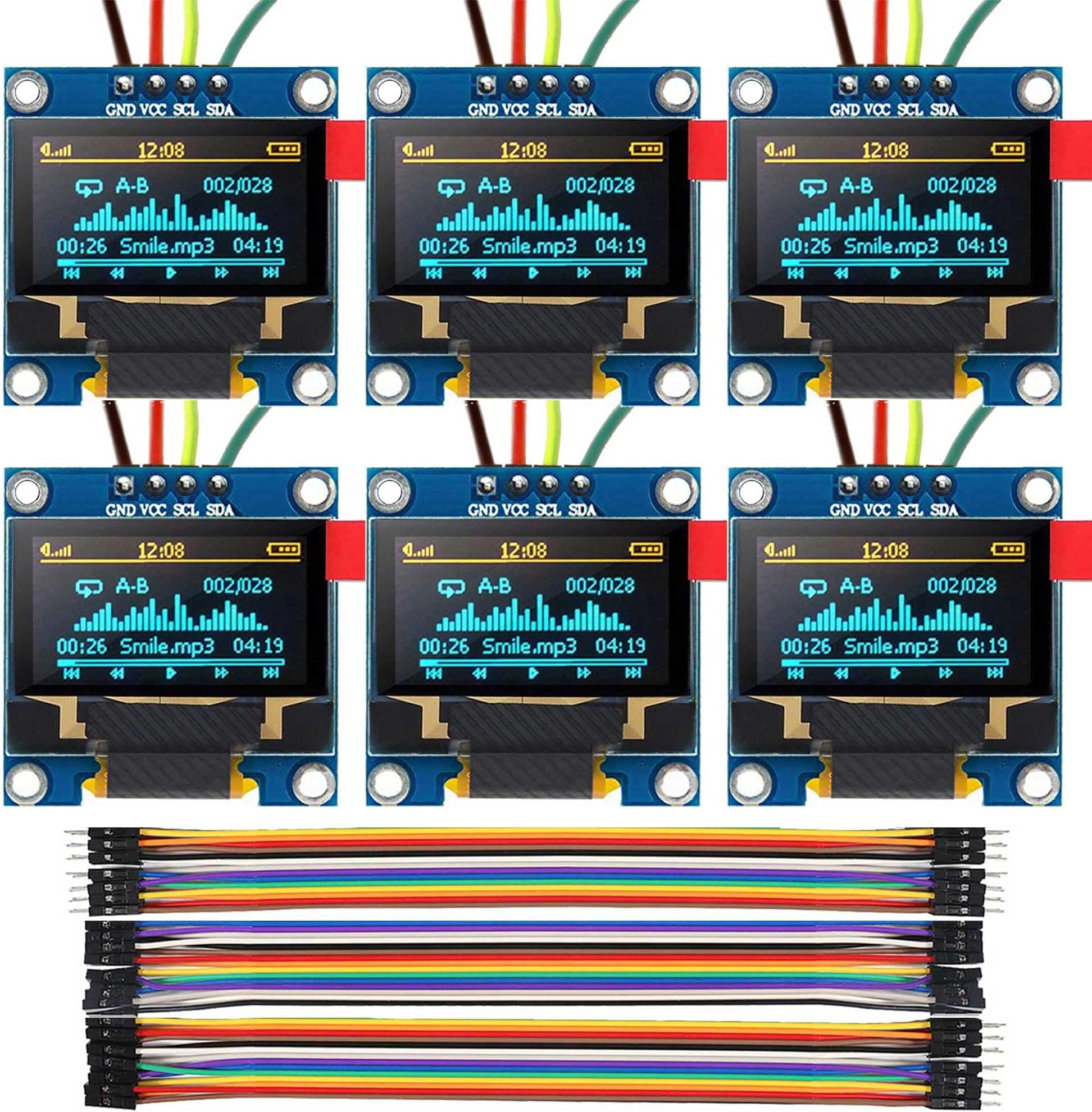 Amazon.com: ALAMSCN 6PCS 0.96'' I2C OLED Display Module I2C IIC Serial ...