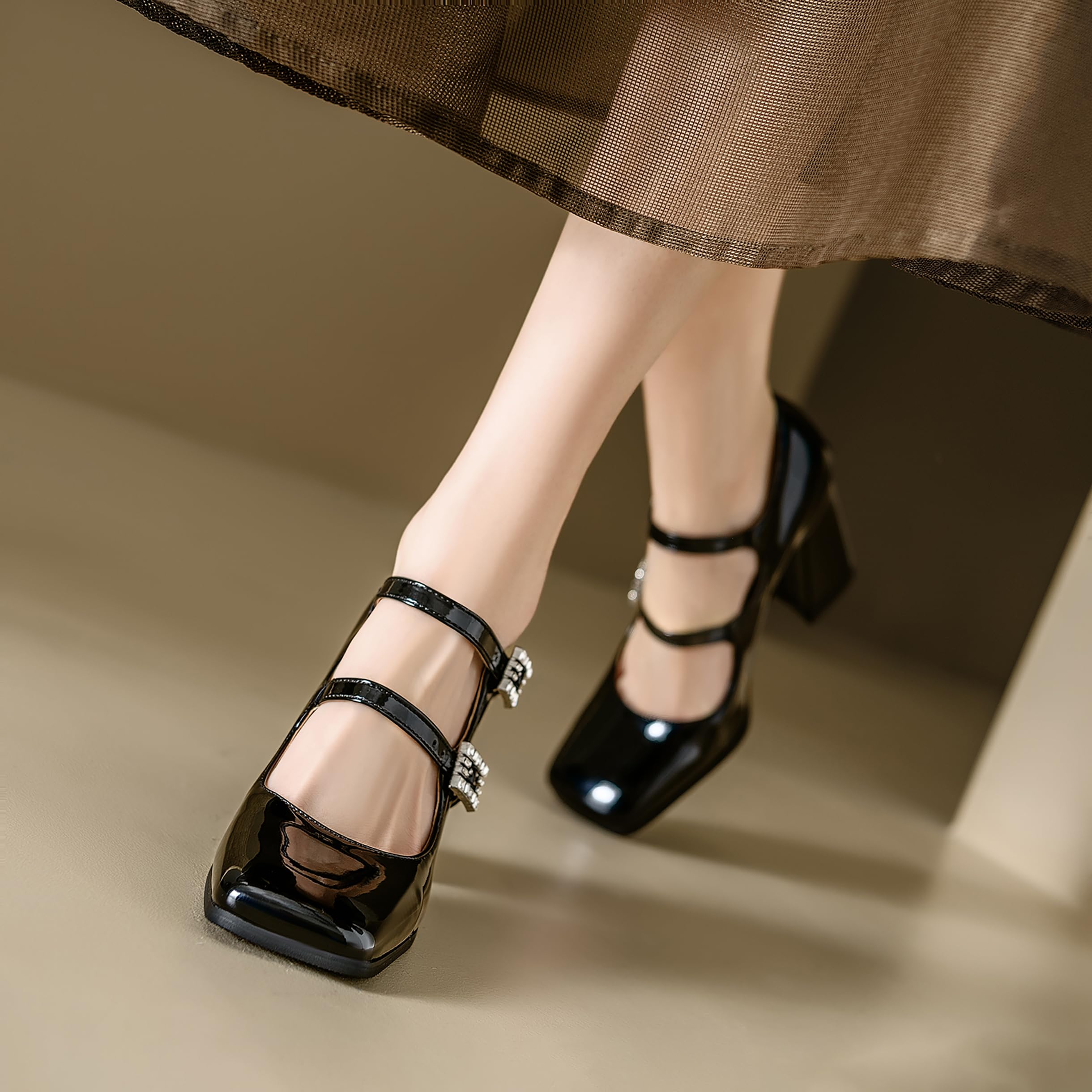 Donna Tacco a Blocco Mary Jane Dp820 High Heel, Numero 32-46