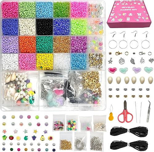 Gpurplebud Kit de 10000 cuentas de semillas de vidrio de 0.118 pulgadas para hacer pulseras de joyería, kit de pulsera de la amistad de Taylor, kit