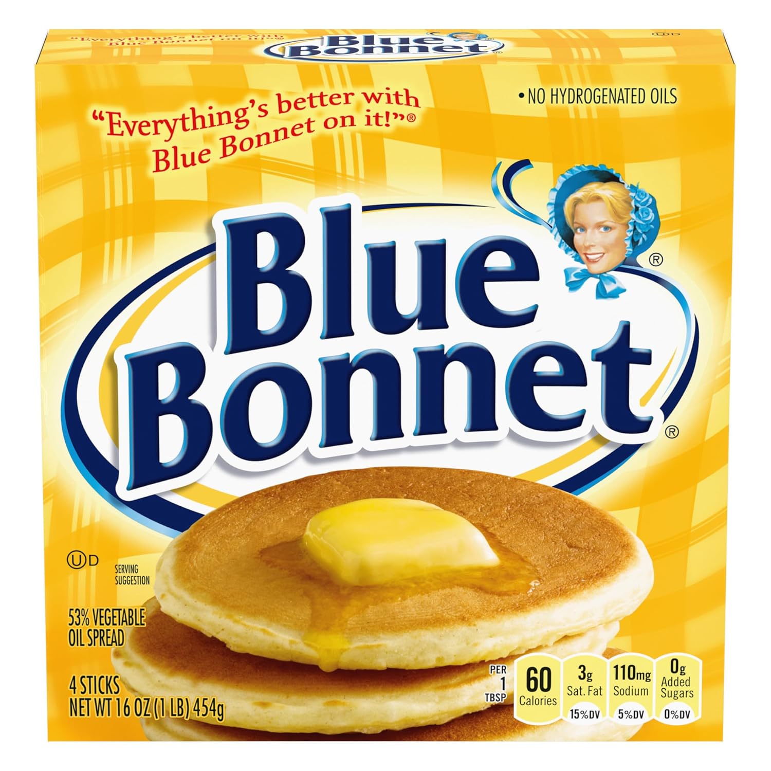 Blue Bonnet Spread Sticks 16 oz (4 Quarters) - Keto-Friendly Butter Substitute, No Cholesterol, Buttery Spread