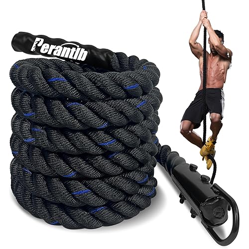100% Polyester Climbing Rope with Hooks - Heavy Duty 1000LBS Load Capacity, 1.5inch Diameter, 10,15,20,25,30,50ft Length for Outdoor Rock Climbing, Rescue & Escape (20ft)