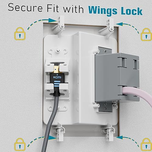 Miniatura 8 de Ocultador de cable de TV para TV montado en la pared, kit de gestión de cables en la pared, caja de tomacorriente, ocultador de cable de salida