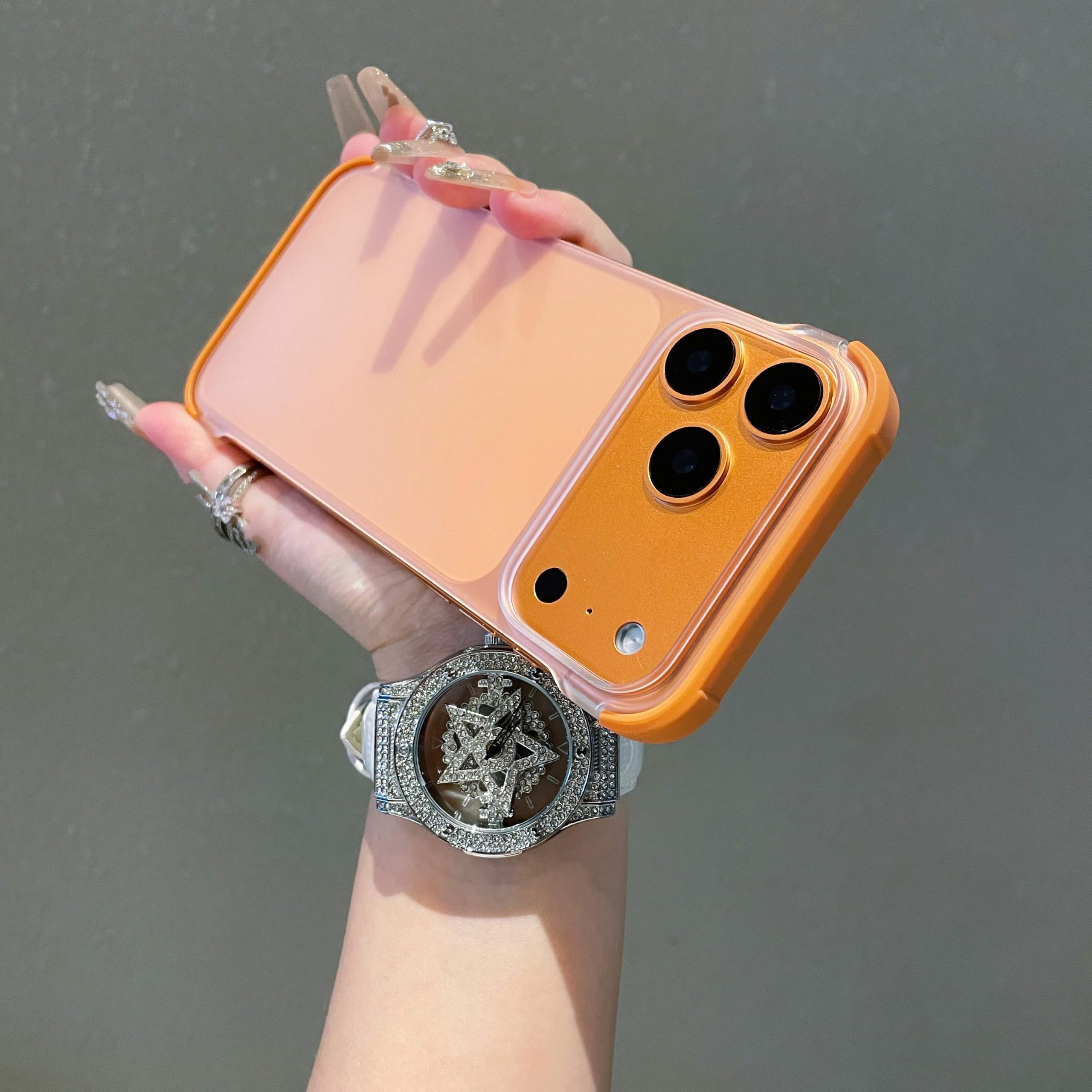 Ultracienkie, przezroczyste, bezramkowe etui do iPhone'a 17 16 15 14 13 12 Pro Max 17 Pro, smukłe, odporne na wstrząsy, matowe etui z twardego plastiku (do iPhone'a 16 Pro/szary)