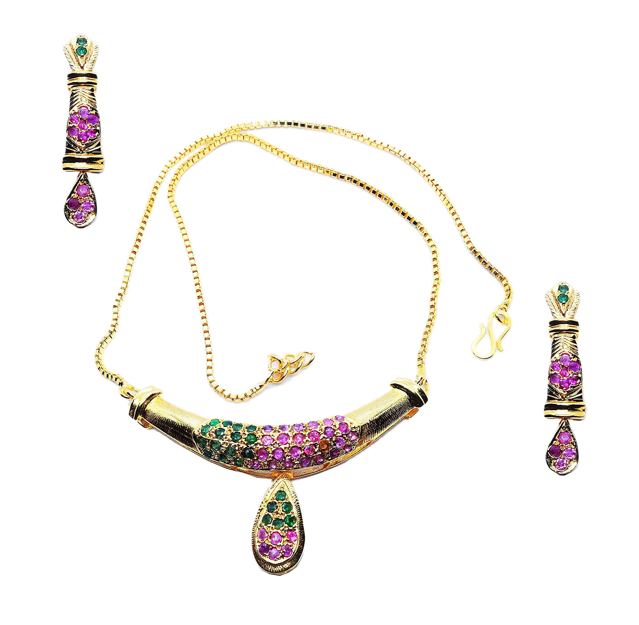 truevalue vinayak 18K gold plated designer gems locket set collections with chain