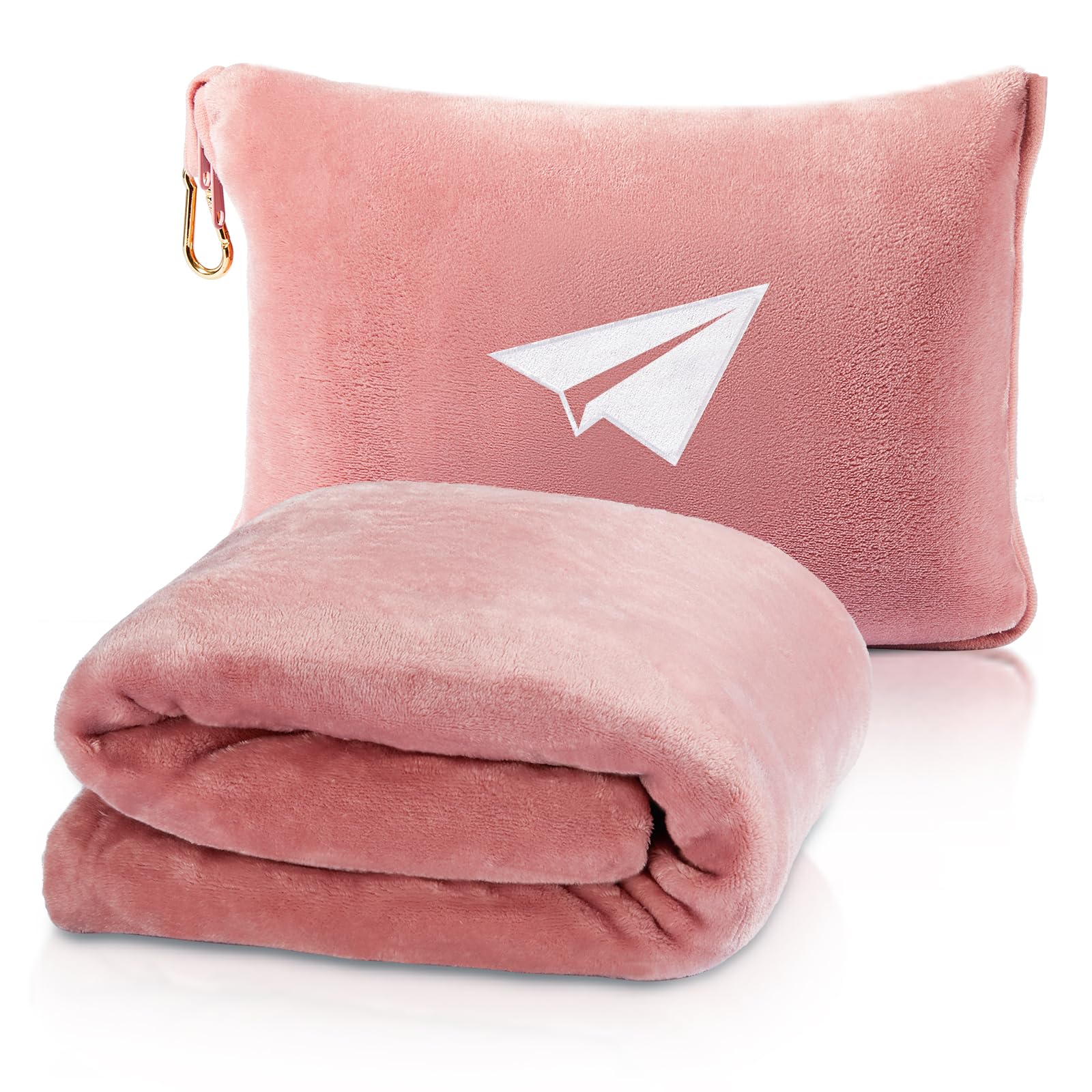 LOMEE Premium Reisedecke für Flugzeug, Weiches Flugzeug Deckenkissen 2 in 1 mit Kompakter Tasche, Handgepäckgürtel und Rucksack Clip, Tagbare Reise Essentials für Lange Flüge