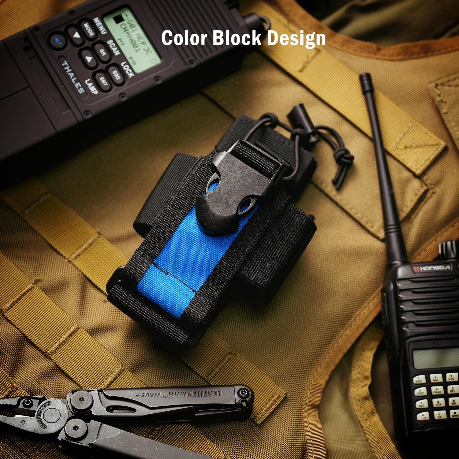 VIPERADE Walkie Talkie Bag: MOLLE Radio Holder, Adjustable Holster for Belt/Pack - Blue - Image 3