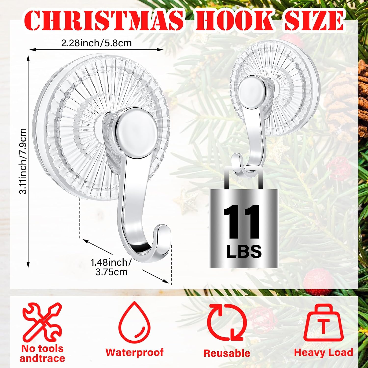AceOrbit 4 Pack Suction Cup Wreath Hangers for Glass Front Door Heavy Duty Vacuum Suction Cup Hooks Removable Clear Wreath Holder for Window Kitchen Bathroom Shower Valentine's Decorations