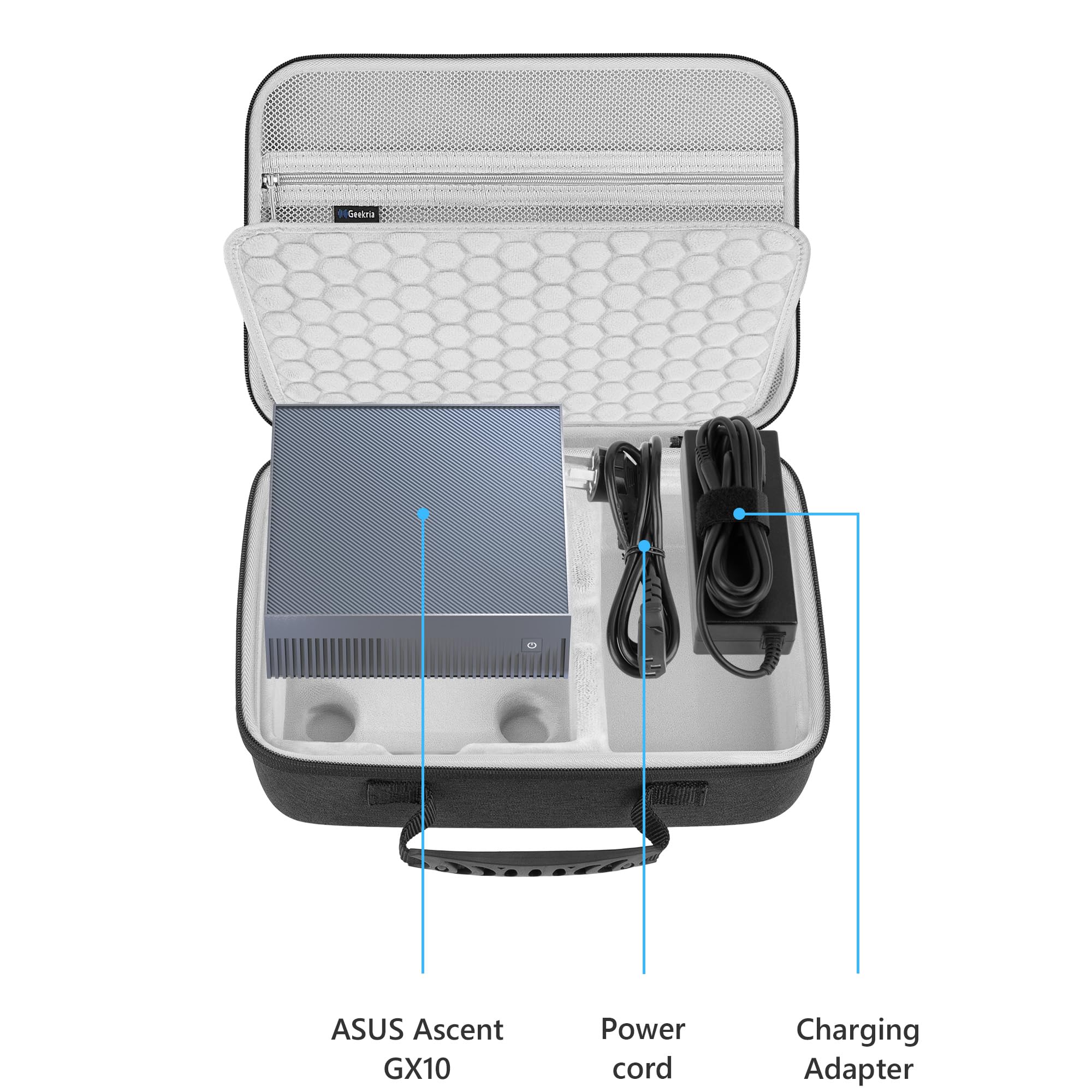 Custodia da viaggio rigida per mini PC Geekria, compatibile con NVIDIA DGX Spark, ASUS Ascent GX10, msi EdgeXpert 13SUS, GIGABYTE AI TOP Atom, borsa per supercomputer (grigio scuro)