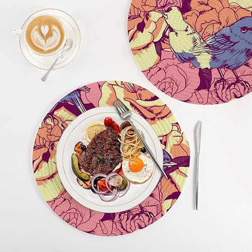 Miniatura 4 de 3 Pcs Non Slip Trivet Yellow and Blue Flowers and Birds for Hot Pots and Pans 15in Cotton Thread Weave Heat Resistant Hotpads for Instant Pot