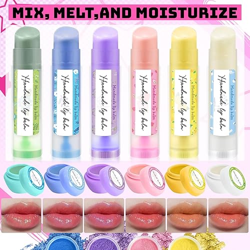 Miniatura 4 de GZDUCK Kit de fabricación de bálsamo labial de bricolaje, juego de 42 piezas de bálsamo labial para niñas, haz tu propio brillo labial, fabricación