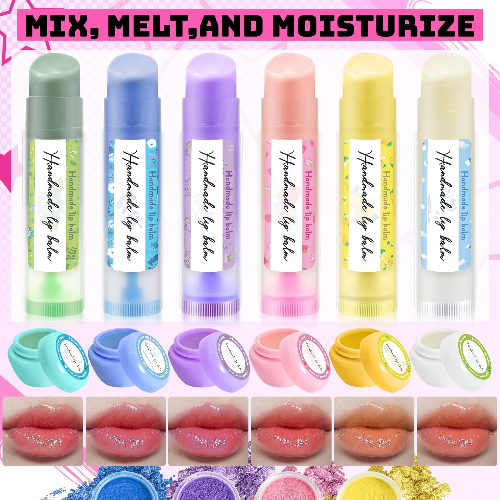 GZDUCK DIY Lippenbalsam Herstellung, 42 Stück Lippenbalsam für Mädchen, machen Sie Ihren eigenen Lipgloss, mehrfarbiges Make-up-Set für Frauen, Teenager und