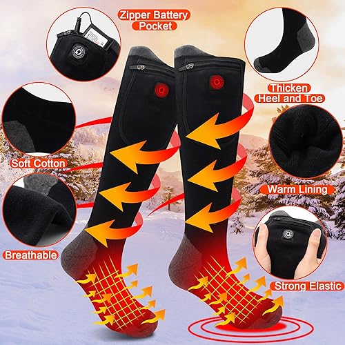 Miniatura 6 de Magnolia Calcetines térmicos para hombres y mujeres, 7.4 V, batería recargable eléctrica, calentadores de pies, calcetines térmicos de esquí de