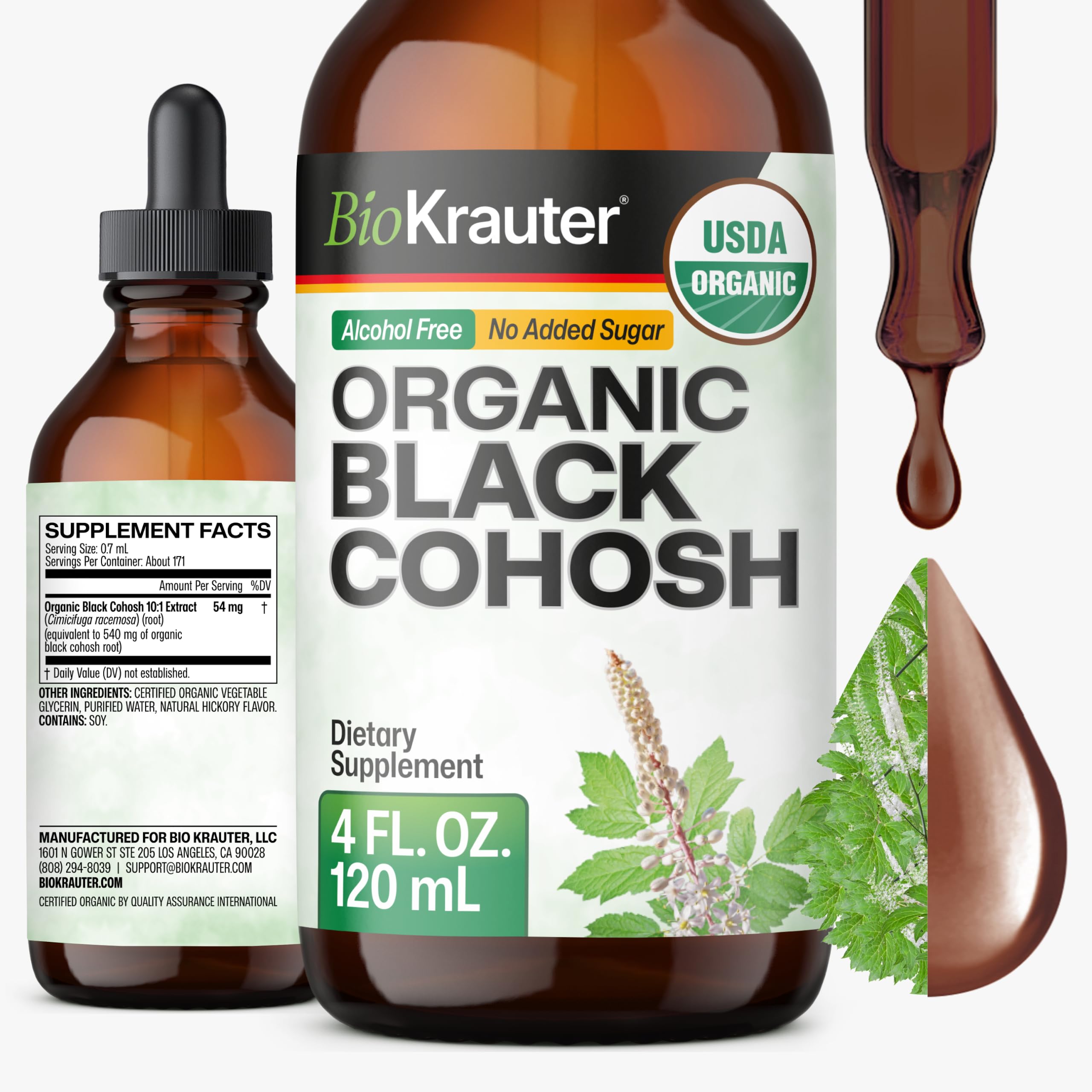 USDA Organic Black Cohosh for Perimenopause & Menopause Support* - 4 Fl.Oz