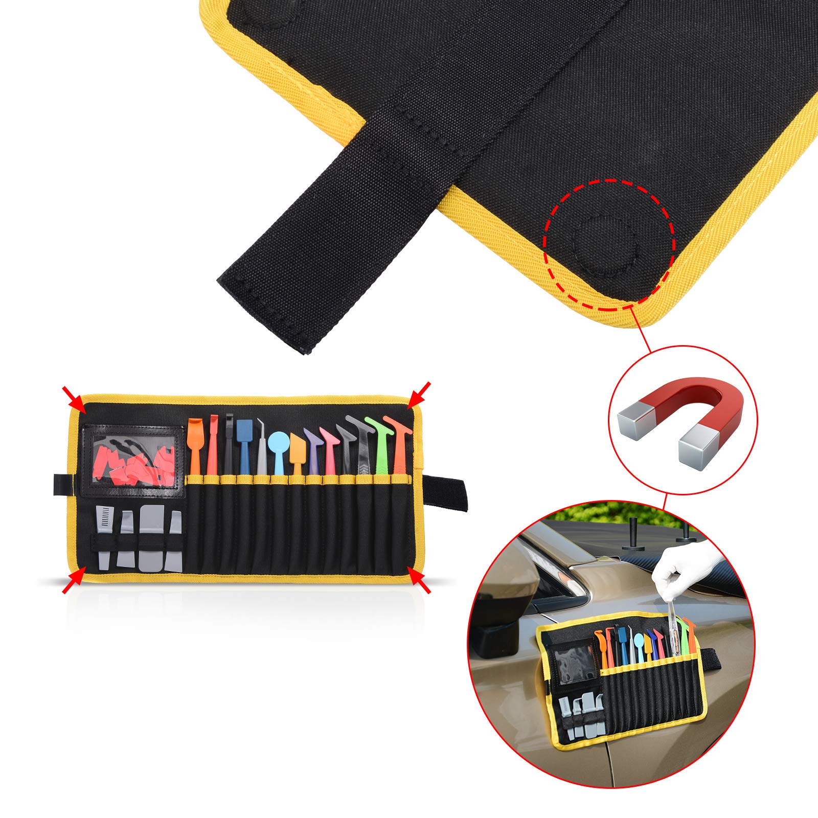 Autofolie Wrap Stick Micro Mini Rakel Set mit Microfaser Kante für Folierungs Installation Werkzeug