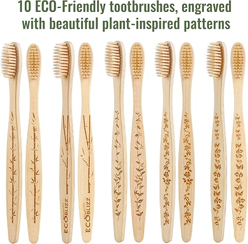 Miniatura 4 de Cepillos de dientes de bambú  Cepillos de dientes biodegradables ecológicos suaves para adultos y niños  Cepillos de dientes de madera natural con