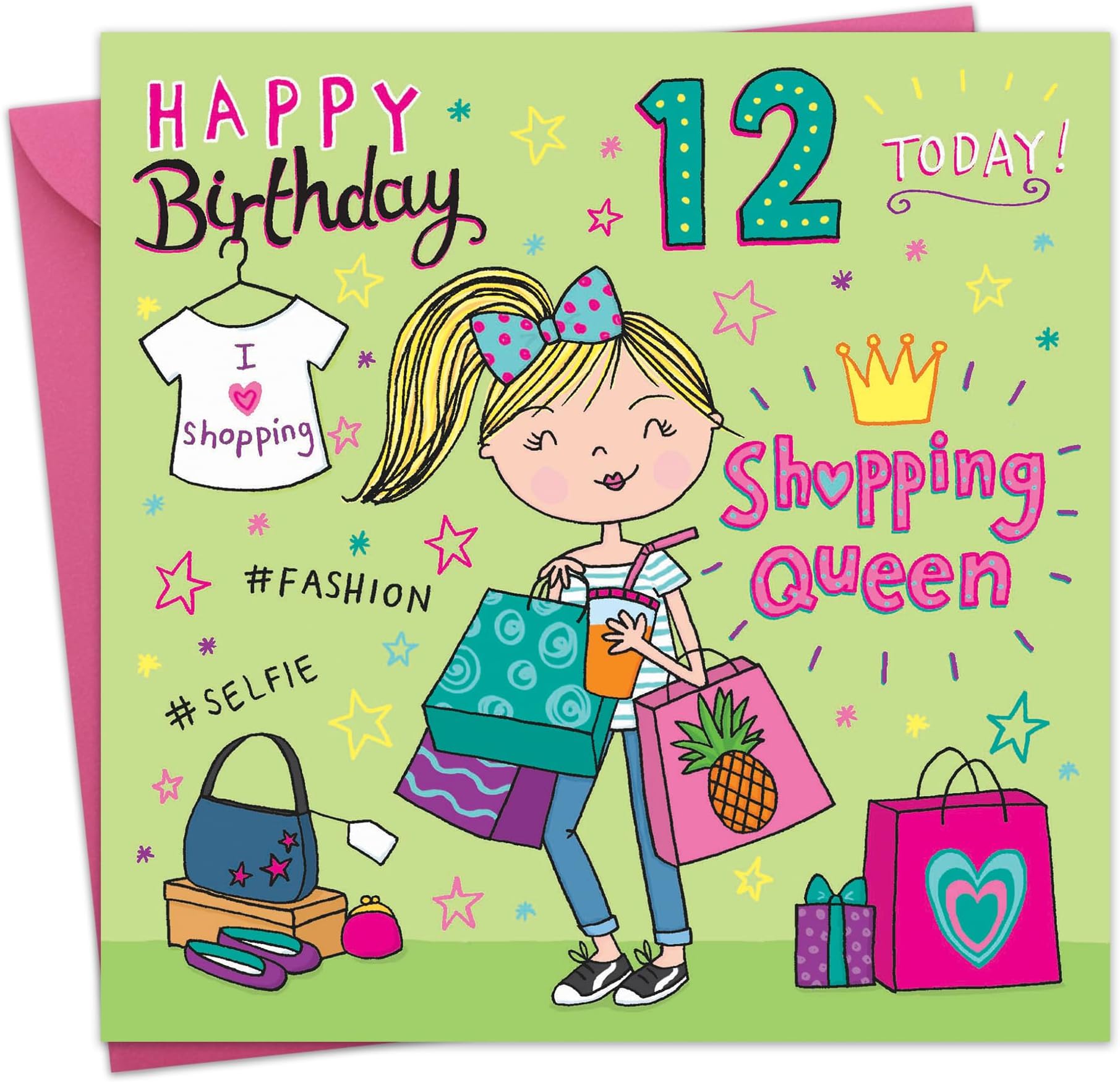 Central 23 - 7th Birthday Card For Girl With Fun Stickers - Perfect For