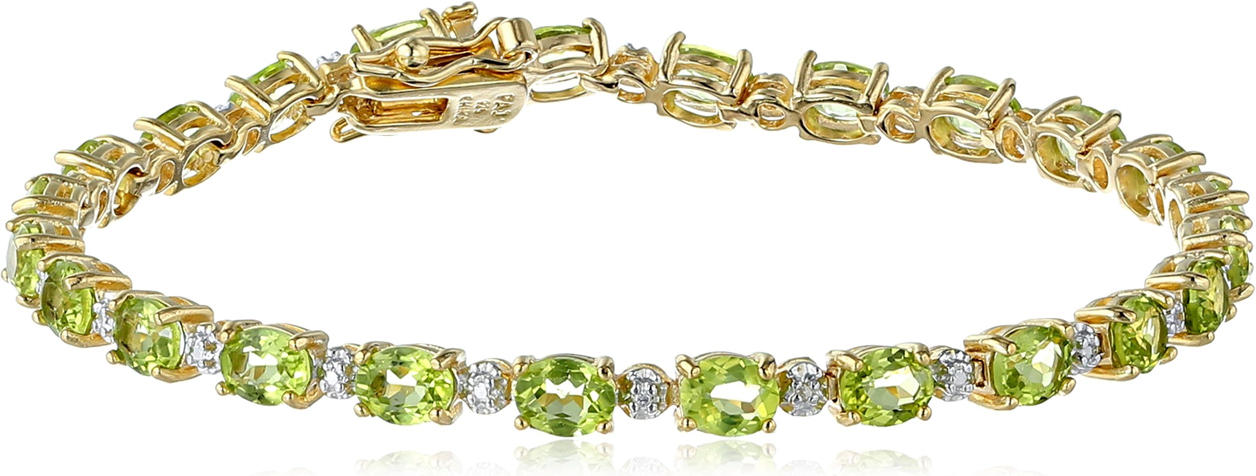 Amazon Essentials18k Yellow Gold Plated Sterling Silver Genuine Gemstones and Diamond Accent Tennis Bracelet