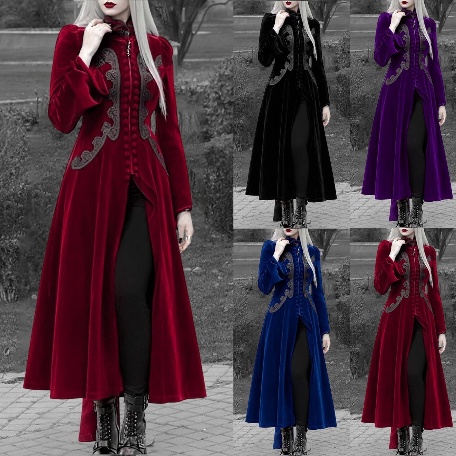 Robe gothique médiévale à manches longues pour femme - Style gothique - Pour Halloween, cocktail, fête, steampunk, gothique, victorien, vintage, manteaux Klieder