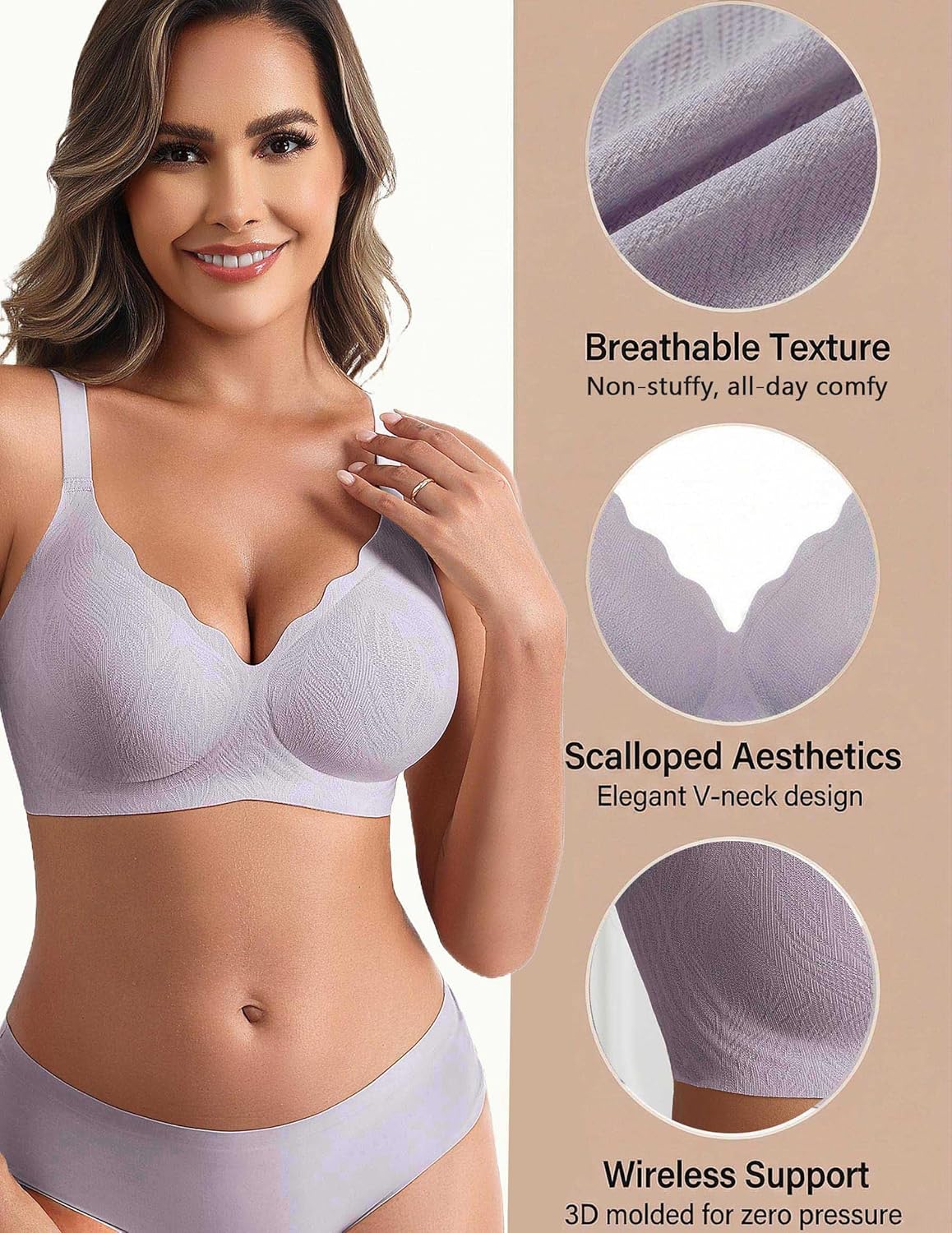 Avidlove Women's Wireless Bras Seamless Bra Full Coverage Lace Bra S-3XL - Image 4