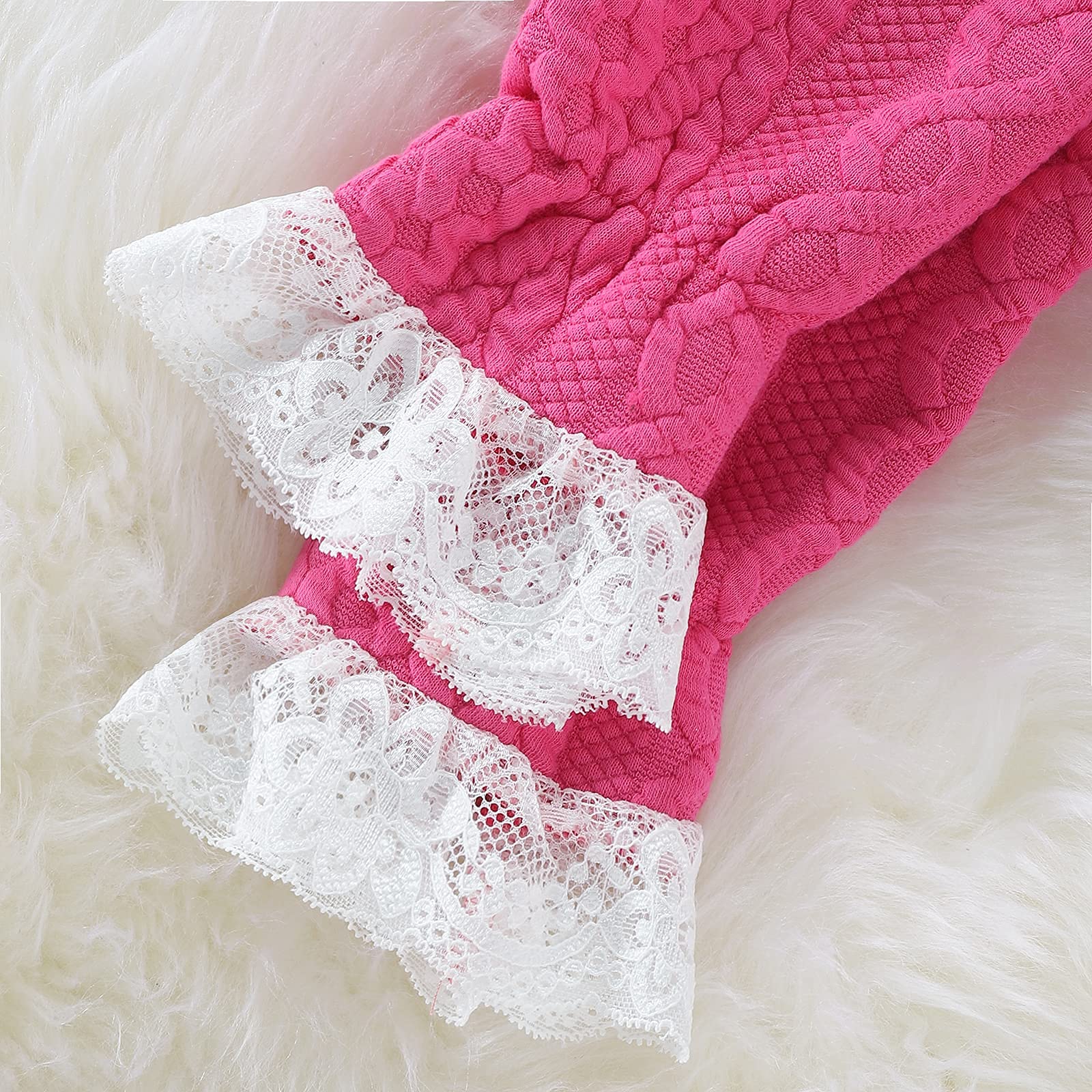 Winter 2 PCS Baby Girl Knit Clothes Long Sleeve Pullover Sweater Top + Lace Trim Buttons Skirt Oufit Set (Rose Red,6-9 Months)
