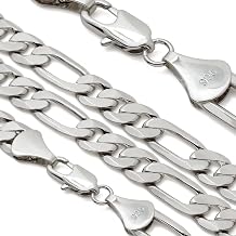 Figaro Chain 925 Real Silver Plated Necklace Italian Chain Style 5mm, 6mm, 7mm, 8mm, 9mm, 10mm, 11mm & 12mm - 24" inches Hip Hop Rapper Fashion Jewelry For Men & Women