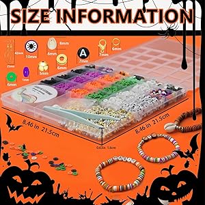 WANSPOORTS 3200+pcs Halloween Polymer Clay Beads Charms Friendship Bracelet Necklace Earring Jewelry Making kit, Accessories for Arts Crafts DIY Gifts for Women Girls (Halloween (3200+Pcs))