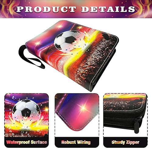 Miniatura 4 de Carpeta de tarjetas de fútbol para 900 tarjetas, 9 bolsillos, colecciones de tarjetas, 50 páginas, soporte de tarjetas de doble cara con cremallera,