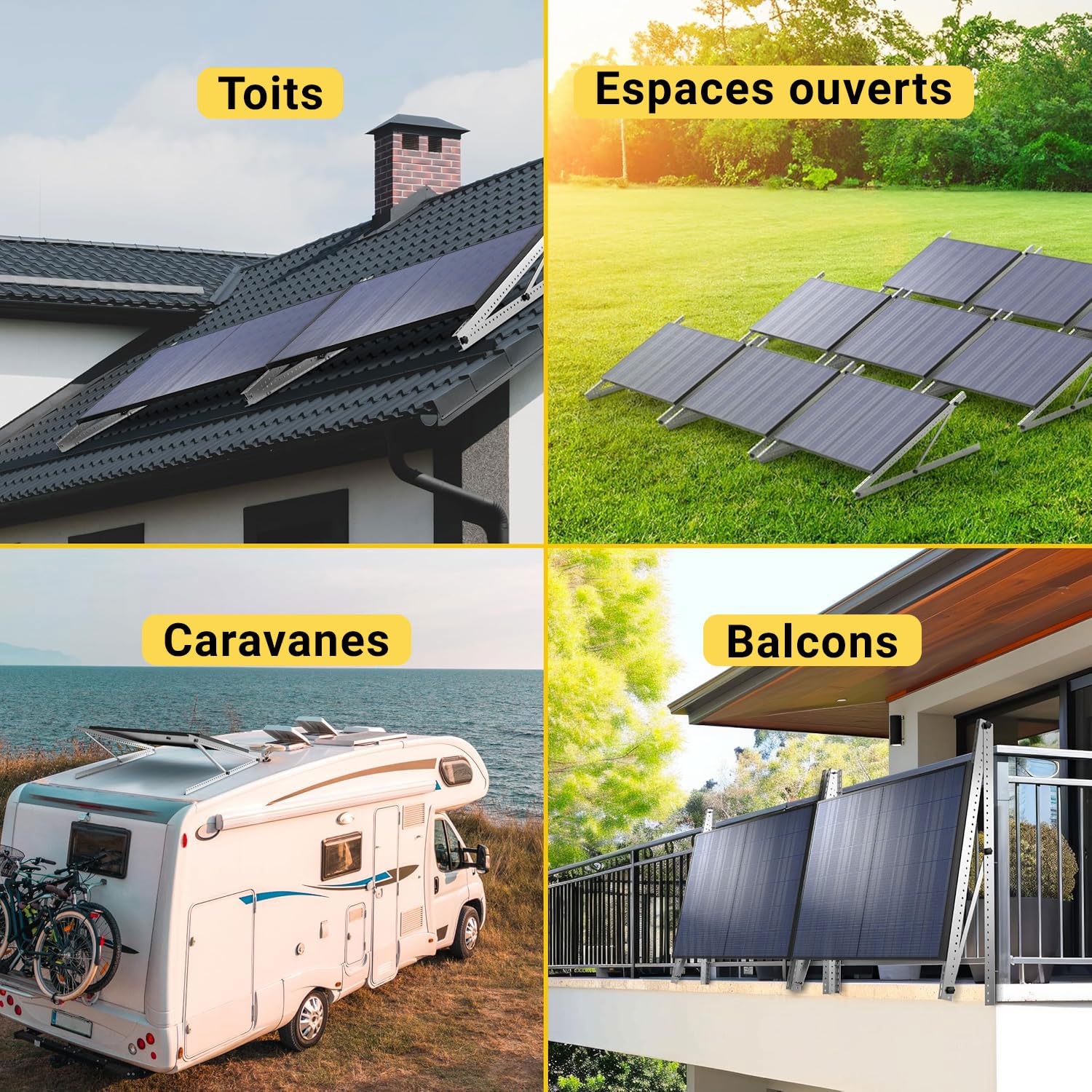 Avoltik supports de panneau solaire - Support de panneau solaire en aluminium - Support PV avec angle réglable pour toit, balcon et sol (2, 48 pouces (118 cm))