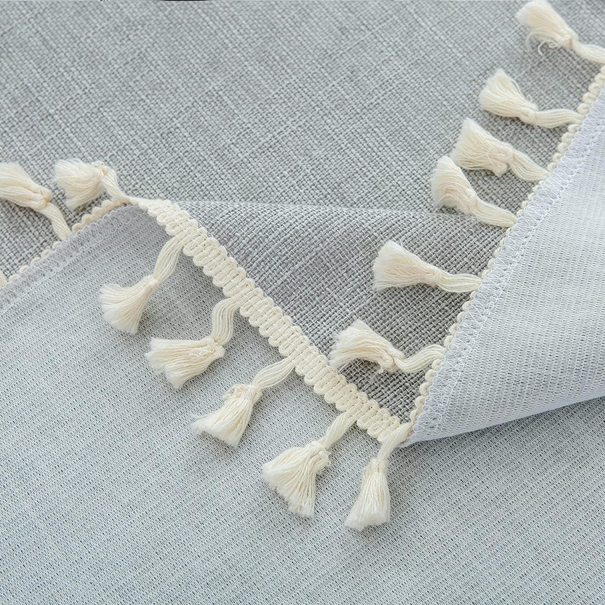 Suреr Sаlе 🛒 SPRICA Round Tablecloth, Cotton Linen Tassel Table Cover for Kitchen Dinner Table, Decorative Solid Color Table Desk Cover,Diameter 70, Light Gray