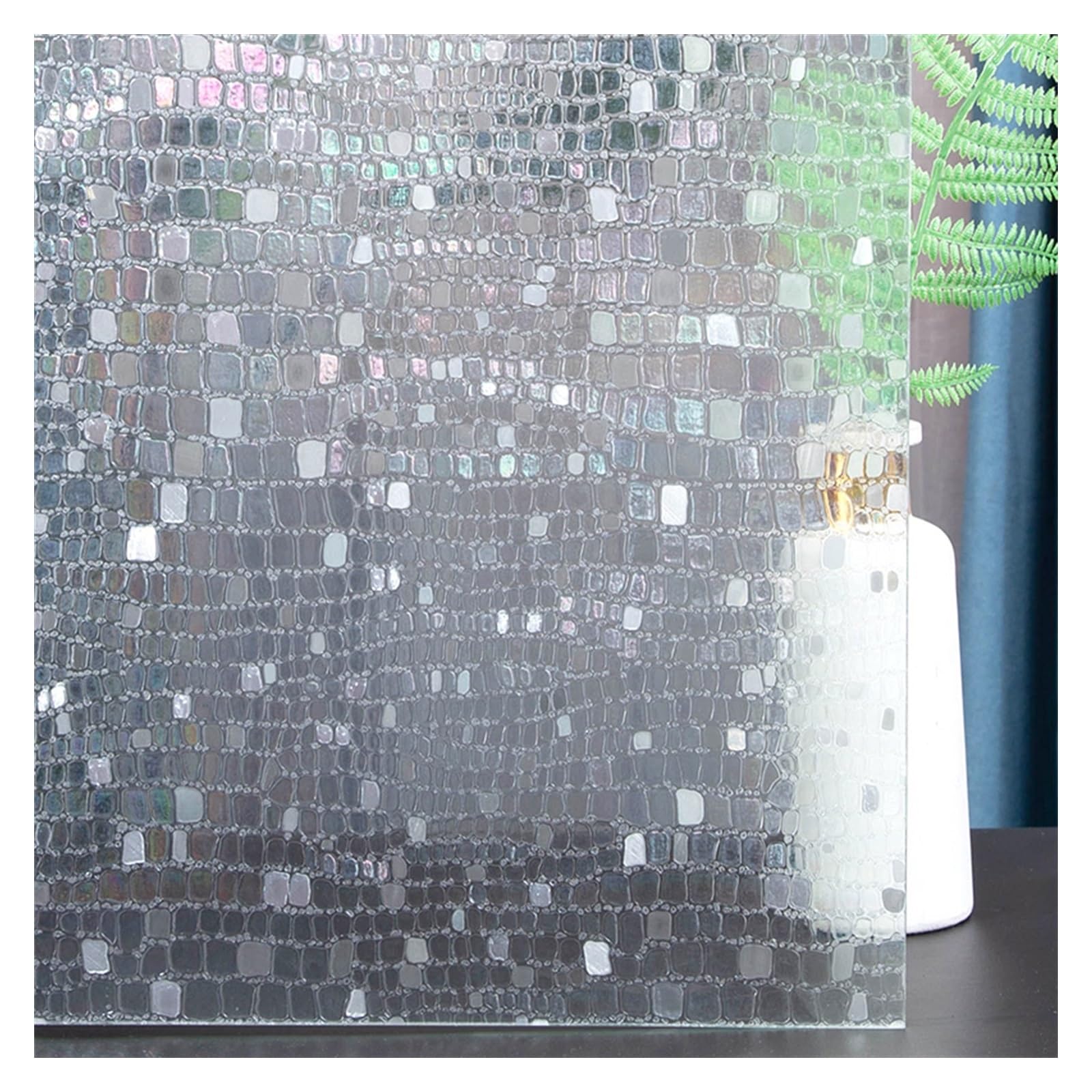 Sichtschutz-Fensterfolie Fenster-Sichtschutzfolie, 3D-Vinyl, nicht klebend, statisch haftend, Dekor, Fensteraufkleber, Wärmeregulierung, Anti-UV-Glastürfolie for die Heim- und Bürodekoration Buntglas-