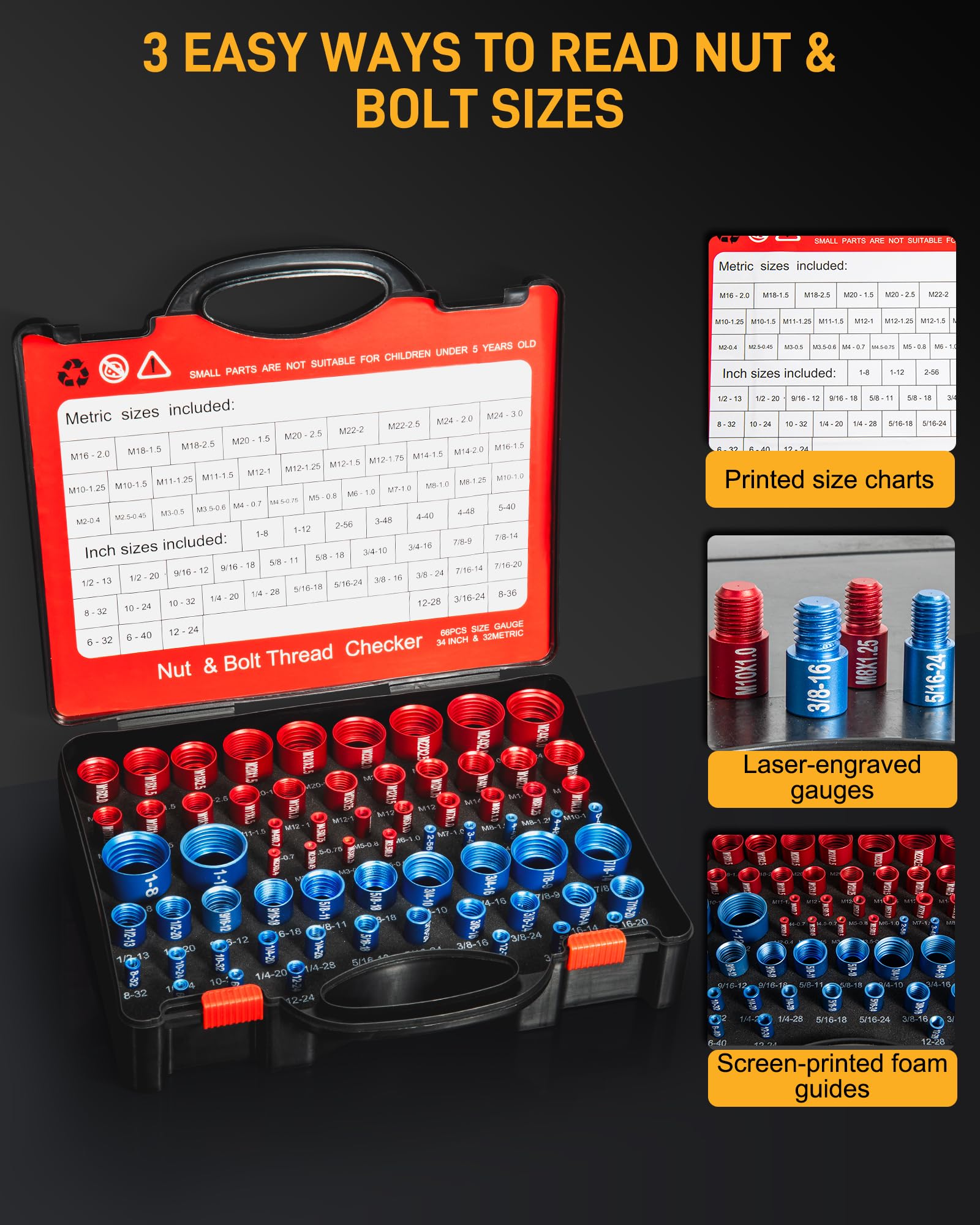 Thread Checker Kit: SAE & Metric - 66 Pcs -4