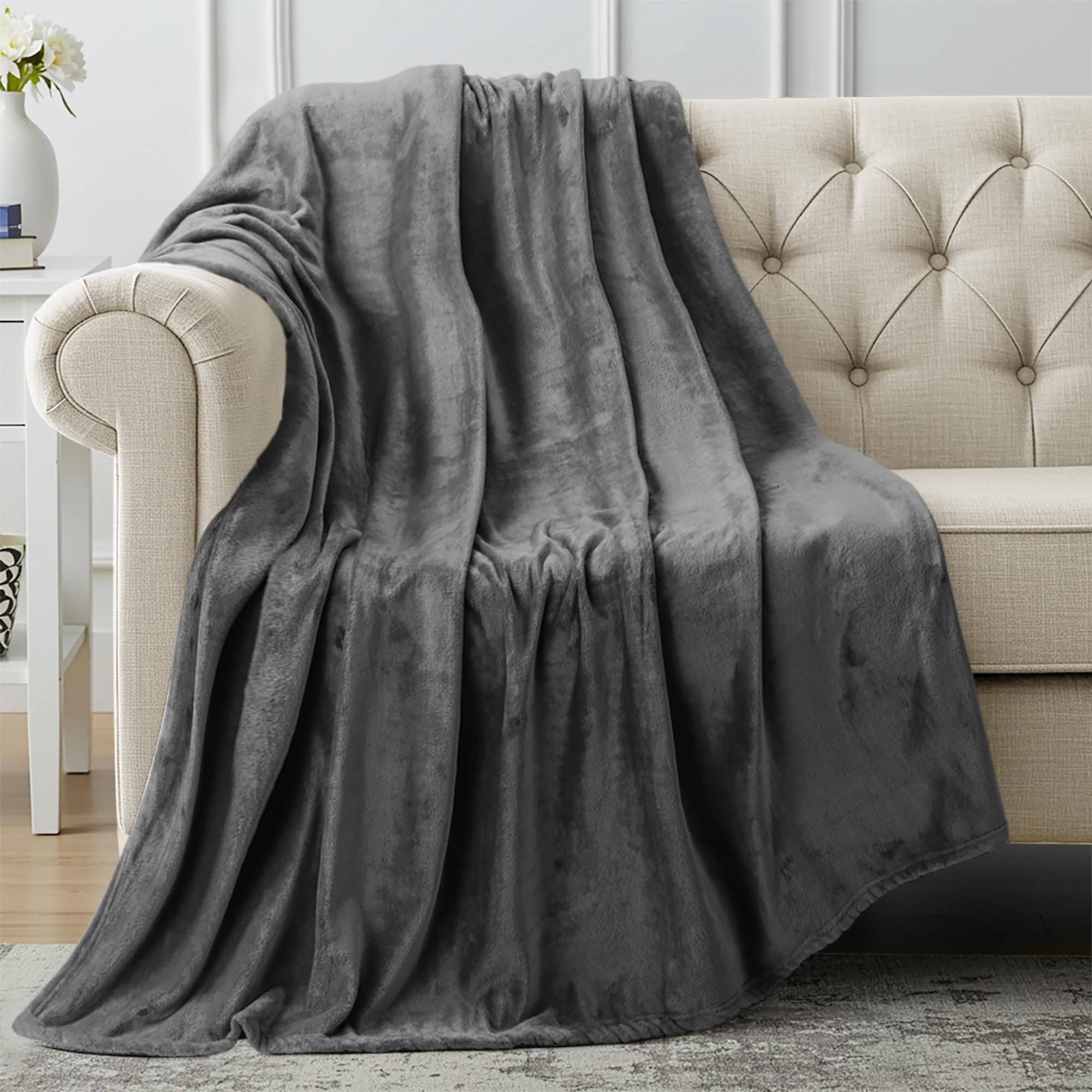 Utopia Bedding Fleece Blanket Throw Size Grey 300GSM Luxury Anti-Static Fuzzy Soft Microfiber Blanket for Couch, Sofa and Bed (50x60 Inch)
