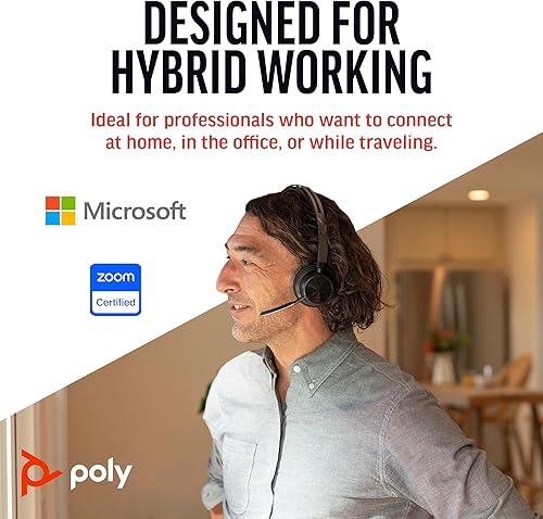 Miniatura 2 de Poly Voyager Focus 2 UC - Auriculares inalámbricos con micrófono y soporte de carga (Plantronics) - Cancelación activa de ruido (ANC) - Conecta