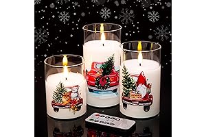 Eywamage Red Truck Glass Christmas Candle Set