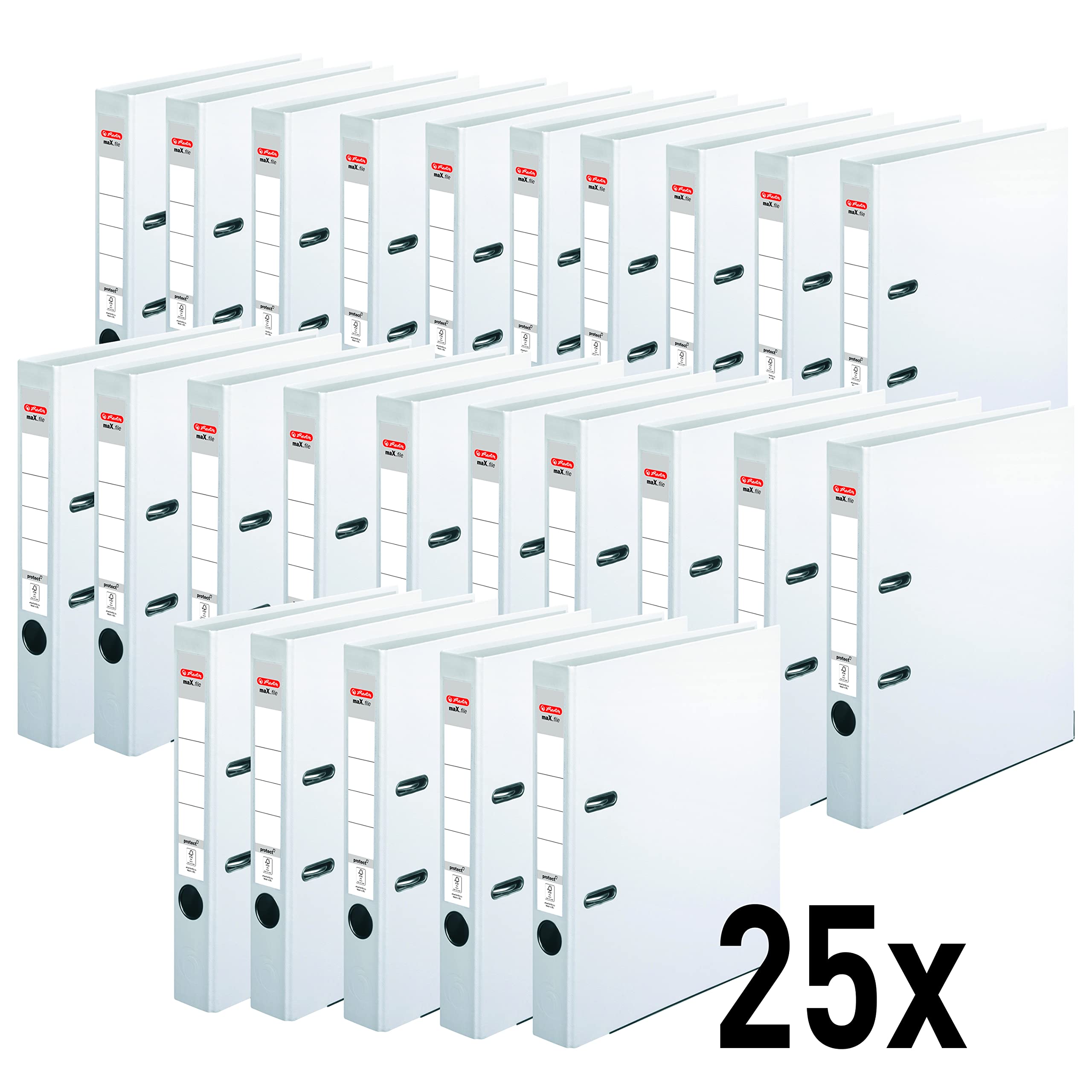 Herlitz 10841690 maX.file nature plus segregator (A4, 5 cm, z naklejoną etykietą z tyłu) biały, 25 sztuk