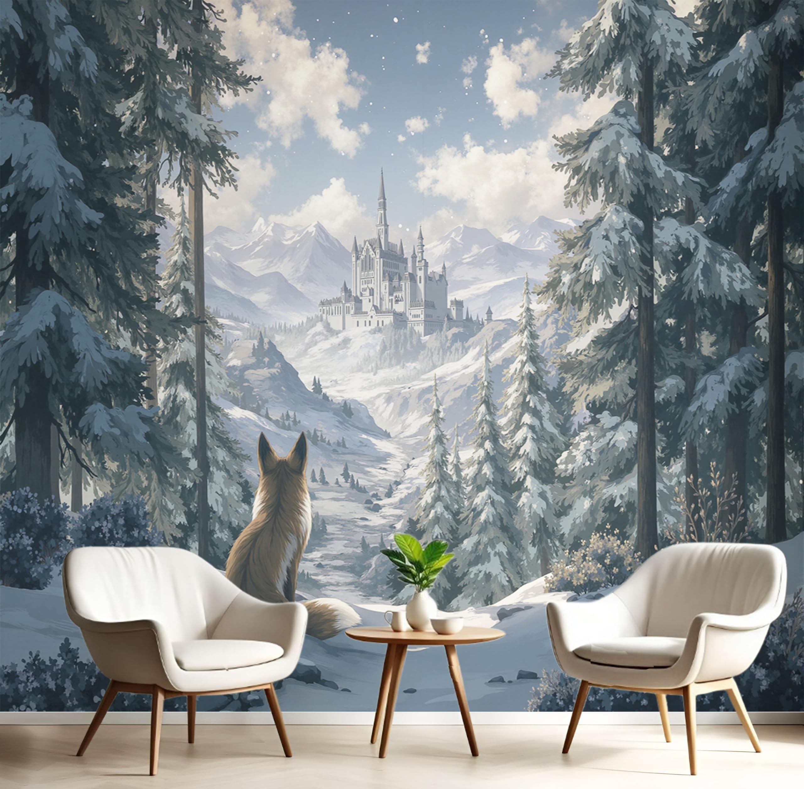 Papier peint panoramique montagne pour agrandir une pièce sombre et moderniser les murs