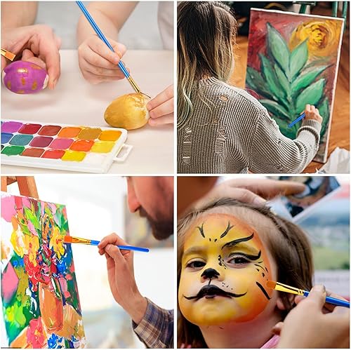 Miniatura 74 de ESRICH Juego de 6 pinceles de pintura para el cabello, 6 unidades, de nailon, para pintura acrílica, óleo, acuarela, arte de uñas faciales, pinceles