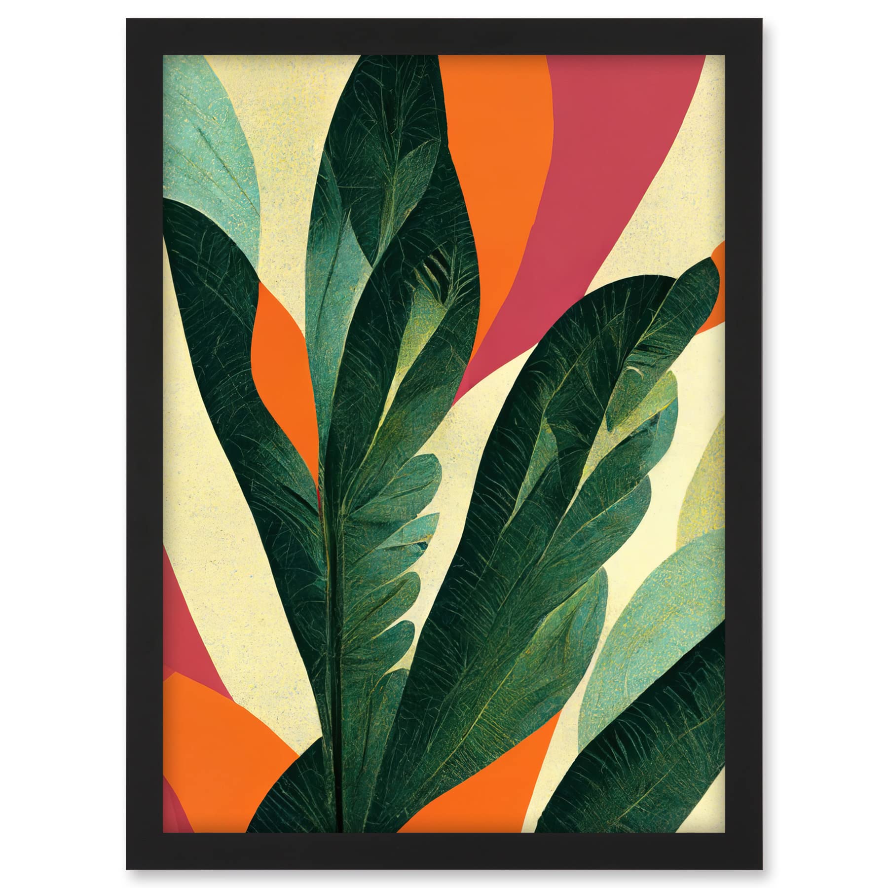 Wee Blue Coo Abstract Boho Colour Exotic Tropical Leaves Botanical Artwork Framed A3 Wall Art Print