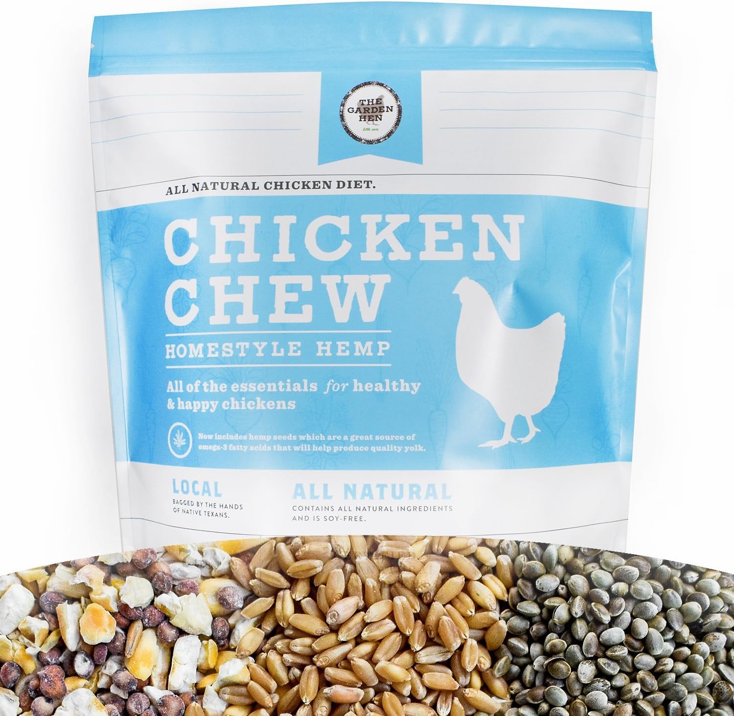CHICKEN CHEW All Natural Whole Grain Layer Feed Homestyle Hemp Flavor 21 LBS