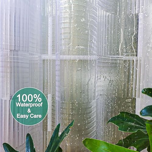 Miniatura 5 de Tonnali Cortina de ducha de 72 x 72 pulgadas, forro de plástico transparente resistente de vinilo EVA, cortina de ducha para baño con 3 imanes